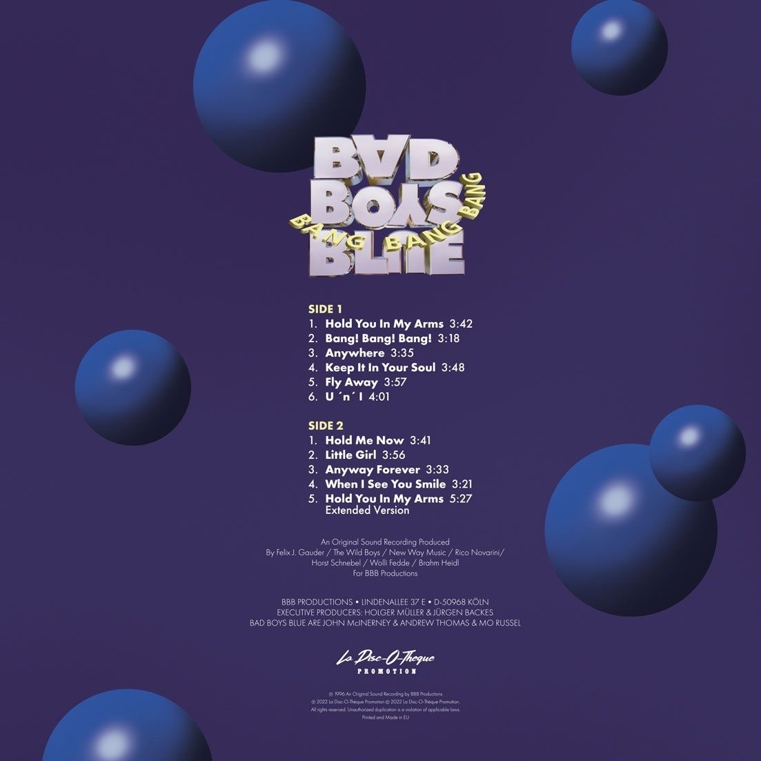 Виниловая пластинка LP: Bad Boys Blue — «Bang! Bang! Bang!» (1996/2022) [Limited Purple Vinyl]