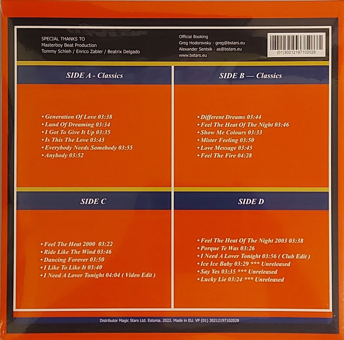 Виниловые пластинки 2LP: MASTERBOY — «Best Of» (2022) [2LP Orange Vinyl]