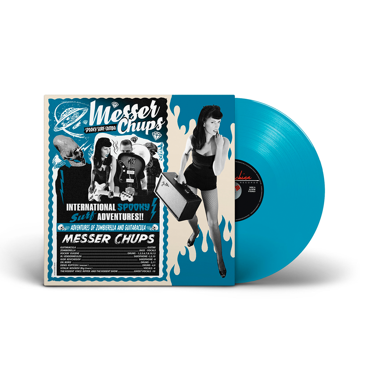 Виниловая пластинка LP: Messer Chups — «Adventures Of Zombierella And Guitaracula» (2023) [Limited Blue Vinyl]